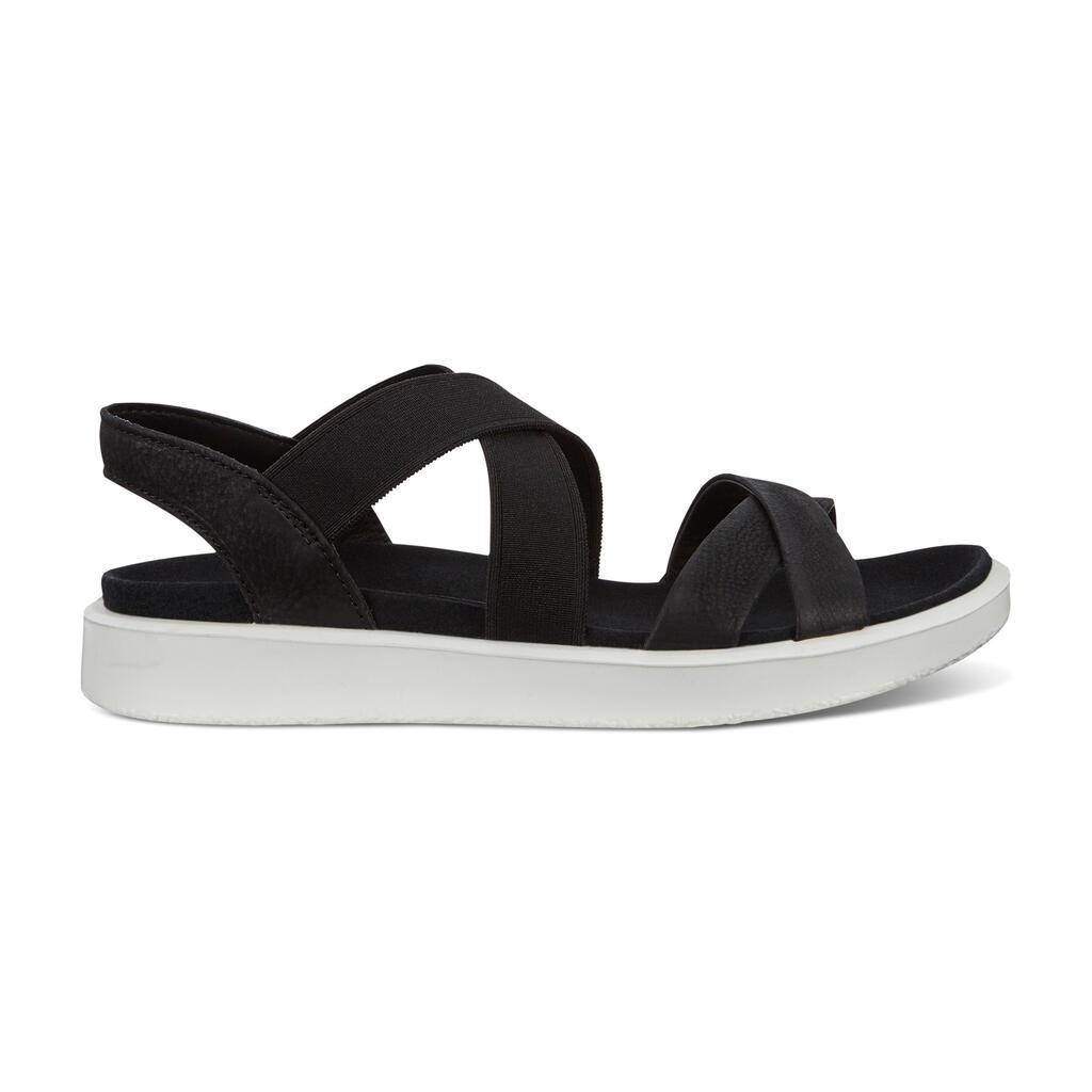 Ecco Flowt Strappy Womens Flat Sandals In Black Outlet - India KDE-145820